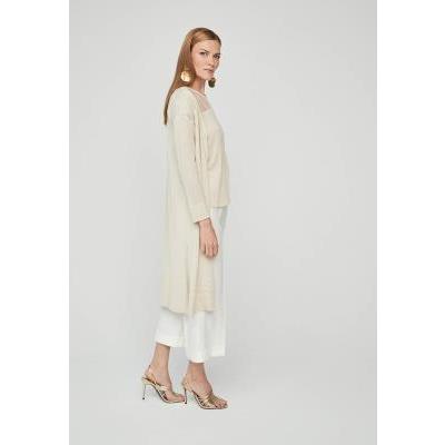 chaqueta mujer larga punto dorada