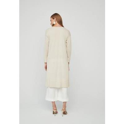chaqueta mujer larga punto dorada