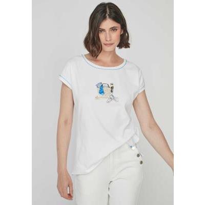 camiseta blanca bonita dandara mujer manga corta detalle