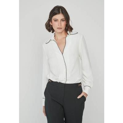 blusa mujer blanca lisa vivo negro