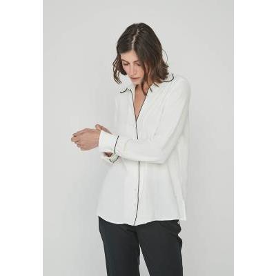 blusa mujer blanca lisa vivo negro