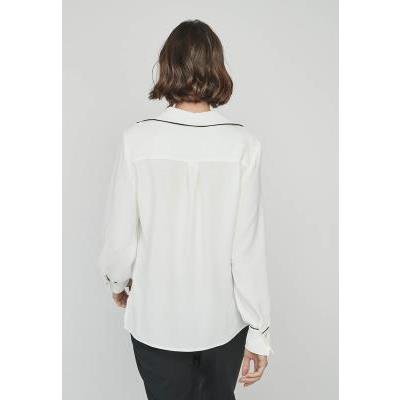 blusa mujer blanca lisa vivo negro