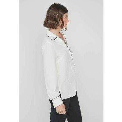 blusa mujer blanca lisa vivo negro