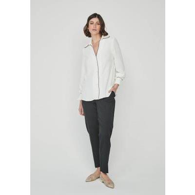 blusa mujer blanca lisa vivo negro