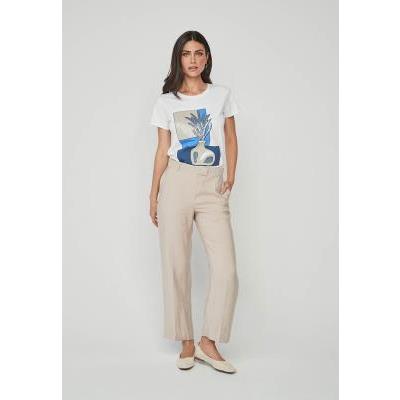 pantalon mujer beige recto