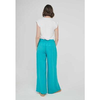 pantalon mujer fluido turquesa pliegue