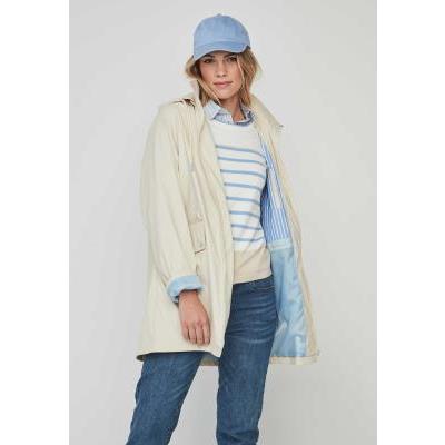 parka beige mujer engomada capucha