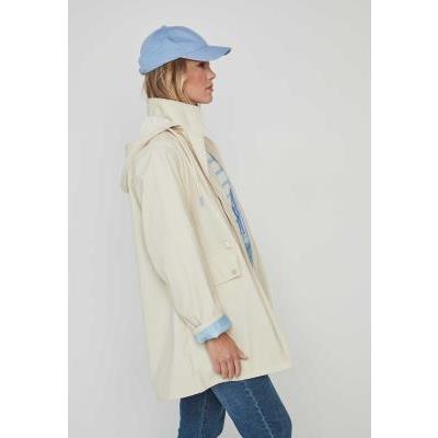 parka beige mujer engomada capucha