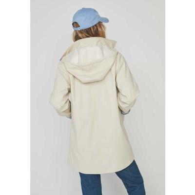 parka beige mujer engomada capucha