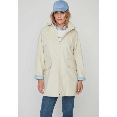 parka beige mujer engomada capucha