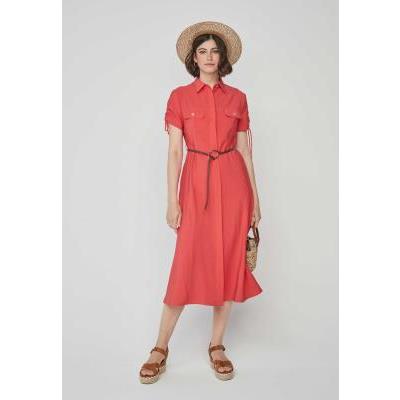 vestido camisero coral manga corta