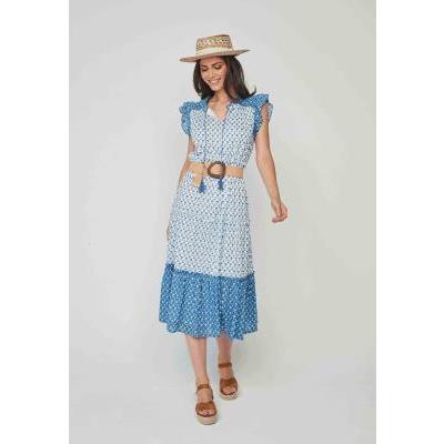 vestido estampado largo midi azul blanco dandara