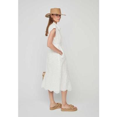 vestido camiseto midi blanco calado