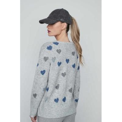 jersey punto mujer gris corazones