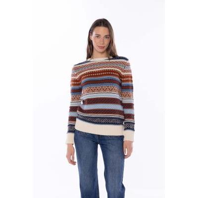 jersey jacquard multicolor crudo cuello redondo