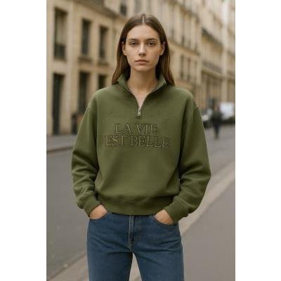 sudadera mujer cremallera verde barata