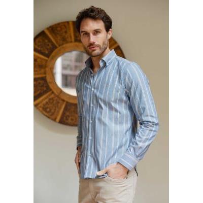 camisa rayas azul beige carlos cordoba