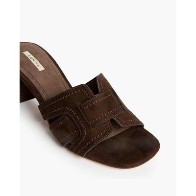 sandalia marron chocolate barata corina tacon cuadrado