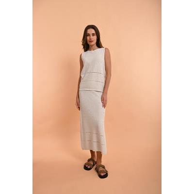 falda punto tostado mujer