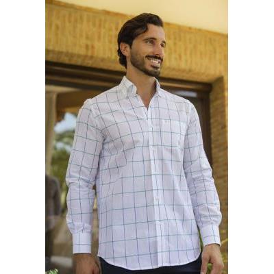 camisa cuadros manga larga hombre