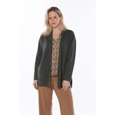 chaqueta punto abierta solapa kaki