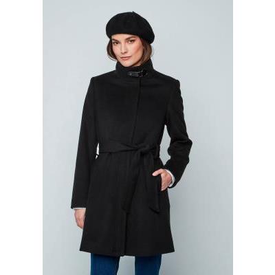 abrigo corto negro con cinturon dandara