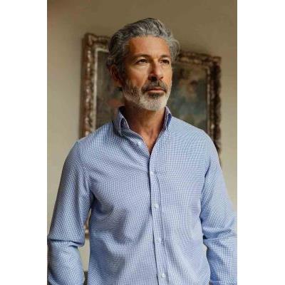 camisa pata gallo azul hombre