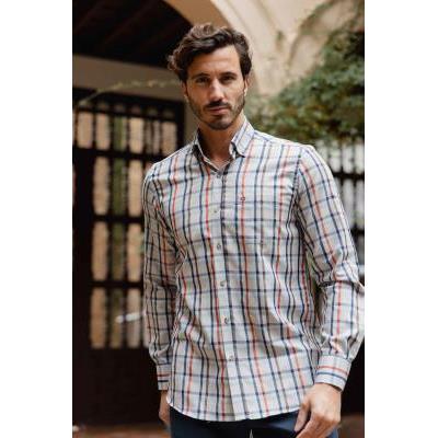camisa con bolsillo cuadros fabricada españa