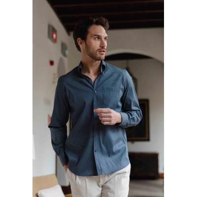 camisa popelin microdibujo marino