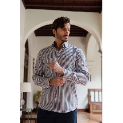 camisa listas granate bolsillo