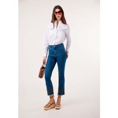 jeans crop bordado dandara