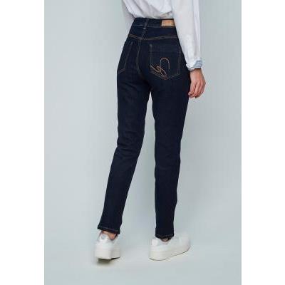 jeans tiro alto pitillo denim oscuro
