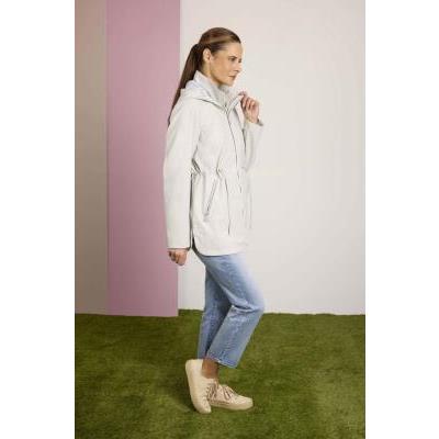 parka gris engomada capucha mujer