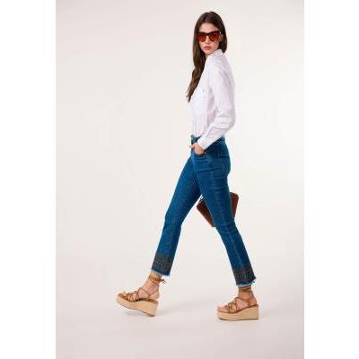 jeans crop bordado dandara