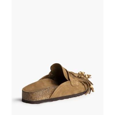 zueco estilo boho camel mujer