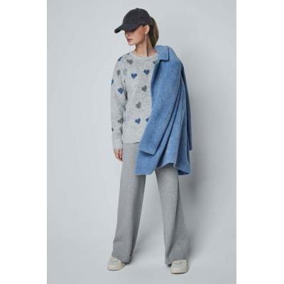 jersey punto mujer gris corazones