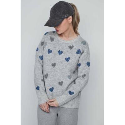 jersey punto mujer gris corazones
