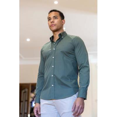 camisa hombre lisa verde oscuro carlos cordoba