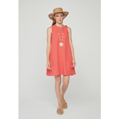 vestido corto coral mujer