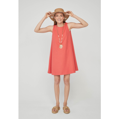 vestido corto coral mujer