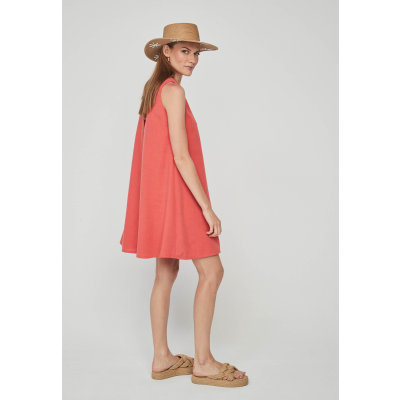 vestido corto coral mujer
