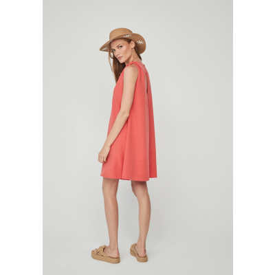 vestido corto coral mujer