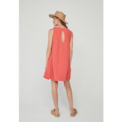 vestido corto coral mujer