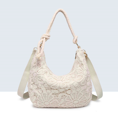 bolso brocado beige hombro